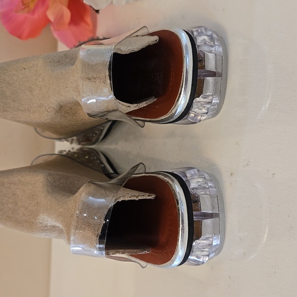 Sparkling Clear Vinyl Rhinestone Crystal embellished Flats 38 NWOT - Picture 10 of 12